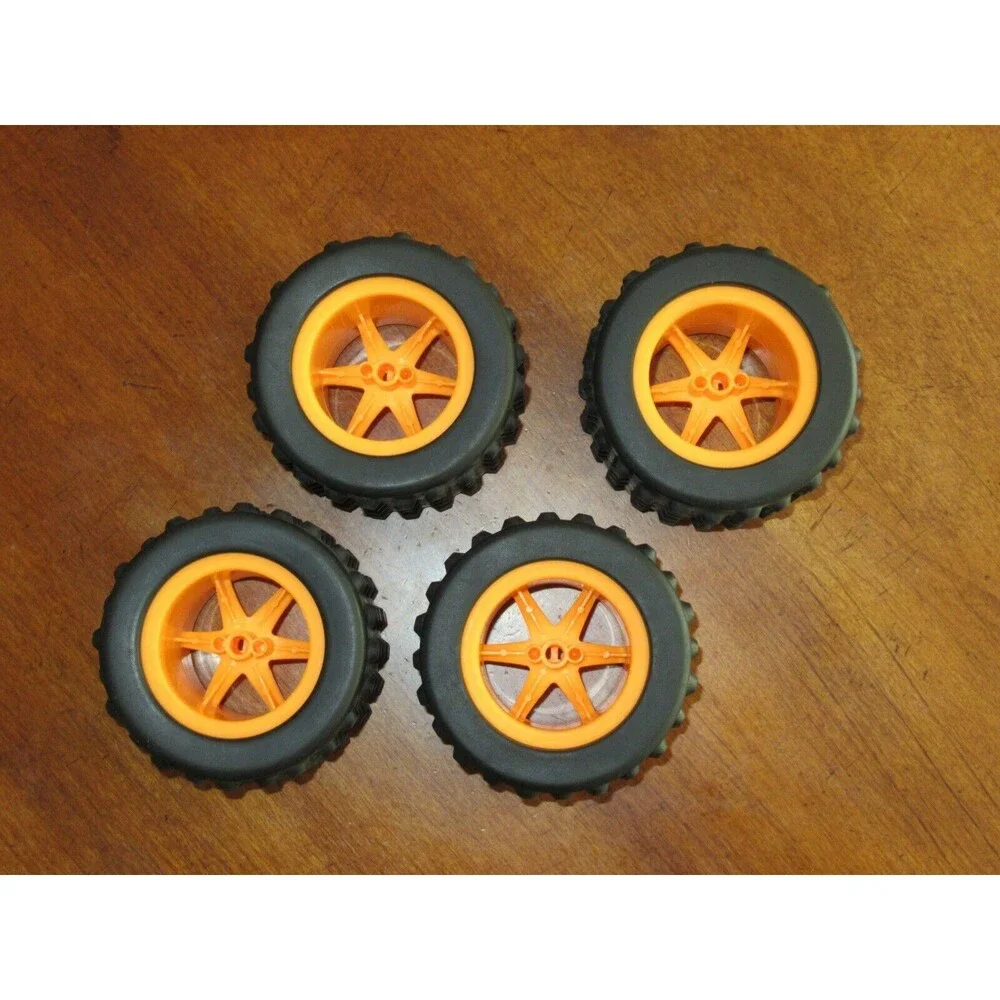 4 BIG K'NEX WHEELS Soft Terrain Trekker Tire Dune Buggy Monster Truck Orange 3.5